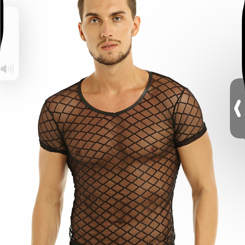 Herren Netz Black Sheer Men’s Top